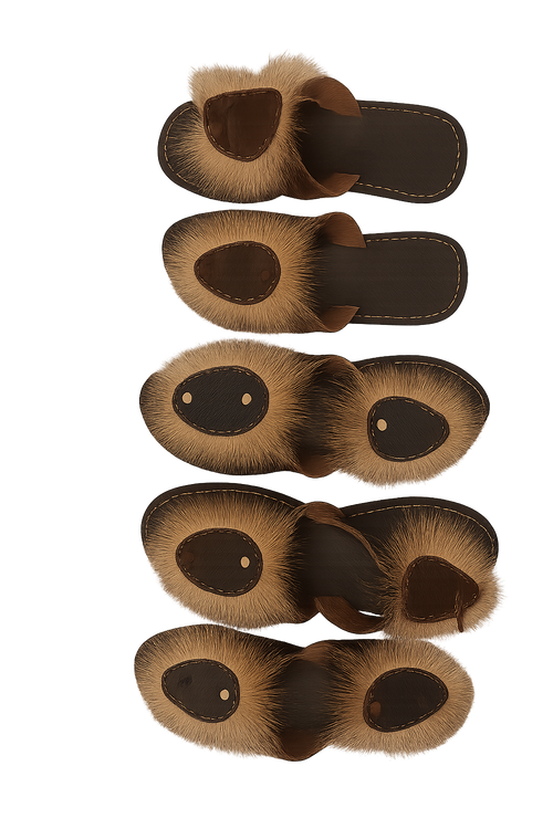 African Handcrafted Leather Sandals with Natural Fur – Premium Traditional Design
